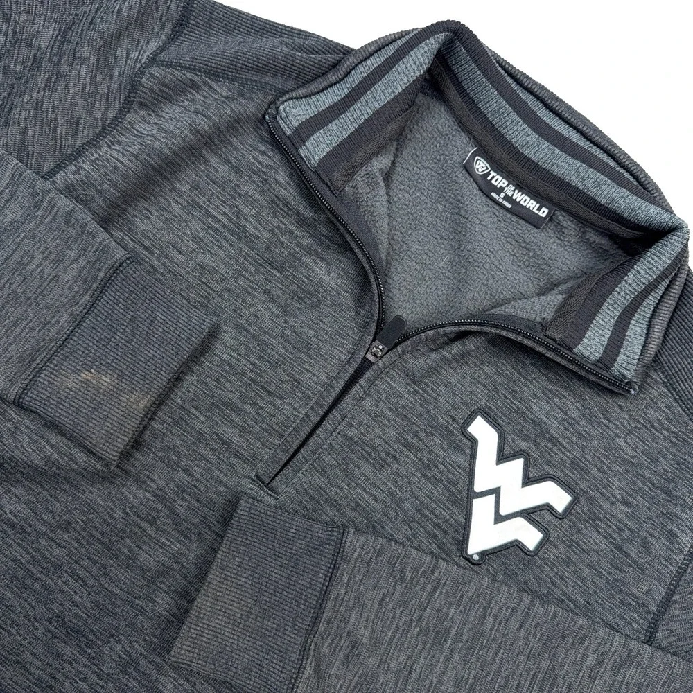 West Virginia Mountaineers Sweater Men Small Gray Pullover 1/4 Zip WVU Heather *